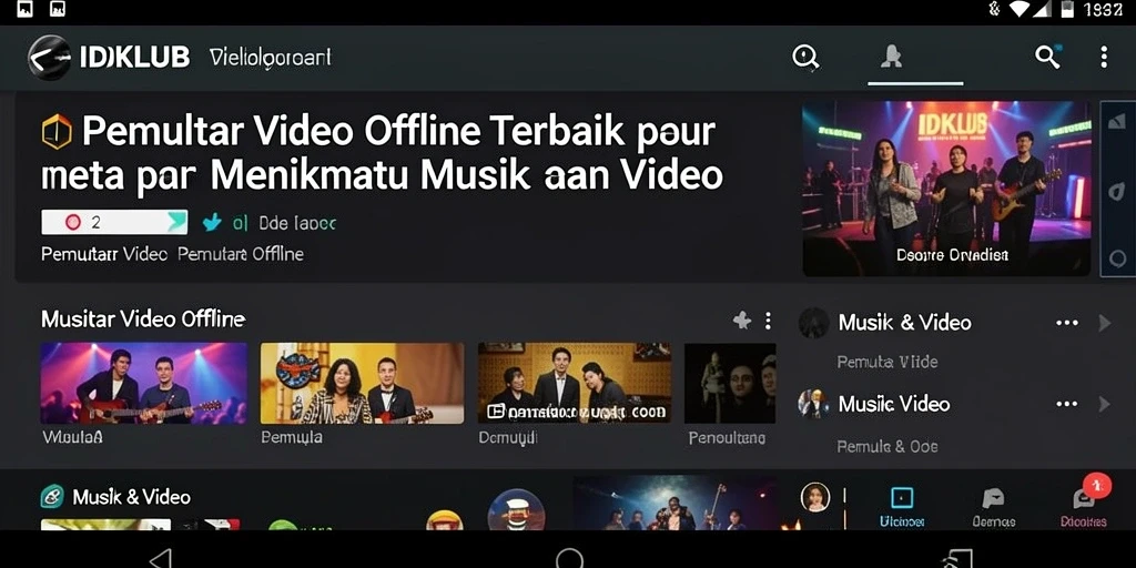 Antarmuka aplikasi IDKLUB yang sederhana dan fungsional untuk Pemutar Video Offline.