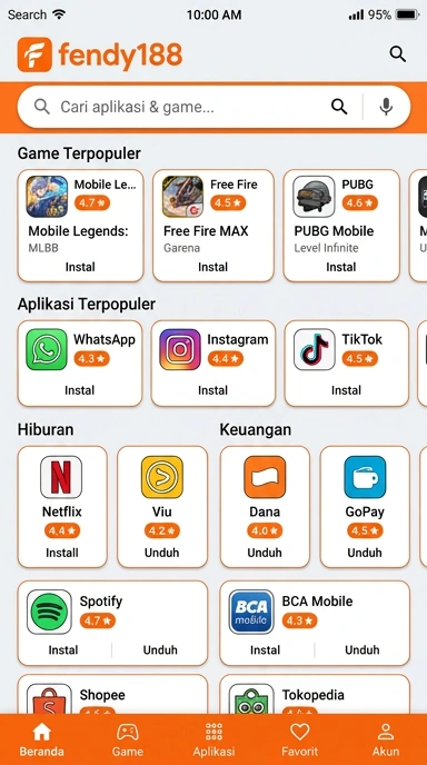 Tampilan katalog aplikasi fendy188