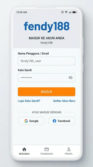 Tampilan halaman login fendy188